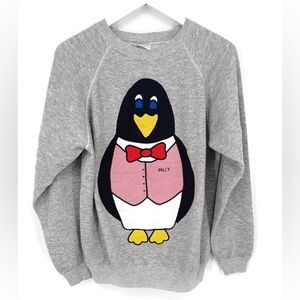 Vintage Hanes Penguin Graphic Sweatshirt Gray Made in‎ USA Size Large